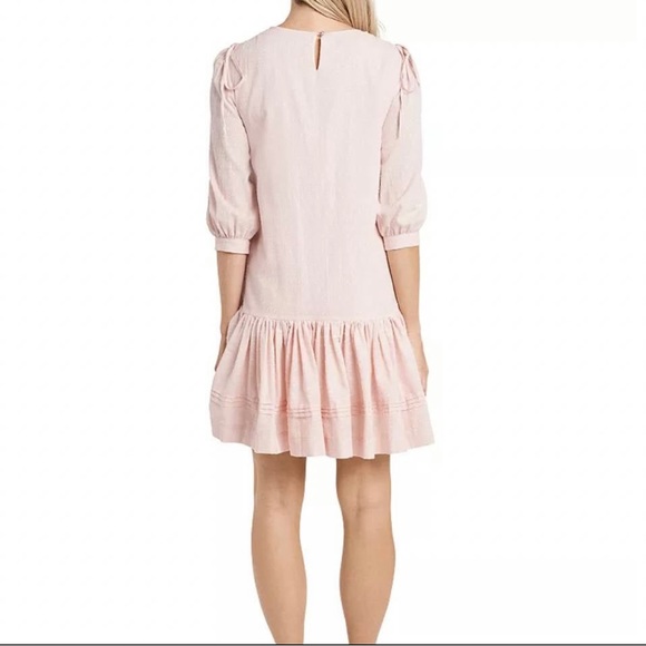 CeCe Clip Dot Ruffle Hem Dress Pink 100%cotton Summer Dress size 4 - Picture 4 of 9